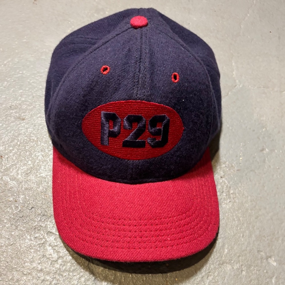 Gap P29 Wool Snapback Hat Mens OSFA Navy Blue Red 90s Vintage Made In USA